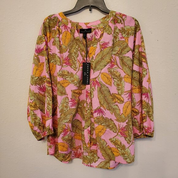 T.E By Tracy Evans floral print Women's Blouse Size L. - Picture 7 of 14